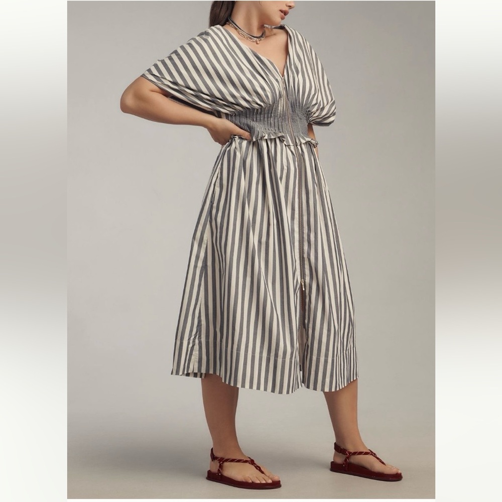 NWT By Anthropologie V-Neck Zip-Front Midi Dress - Picture 9 of 12